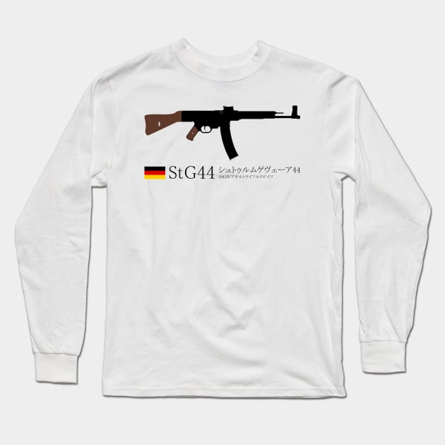 Stg44 Sturmgewehr44 or Mp44 Historical 1943 German assault rifle black in Japanese シュトゥルムゲヴェーア44 1943年アサルトライフルのドイツ Long Sleeve T-Shirt by FOGSJ